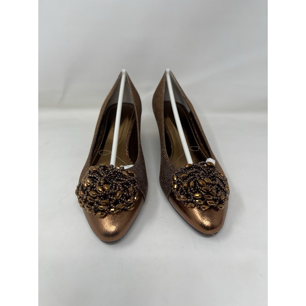 J. Renee Women's Size 8 Glam Copper Amber Beaded Low Heel Pumps Dressy (NWOT) - Picture 2 of 8